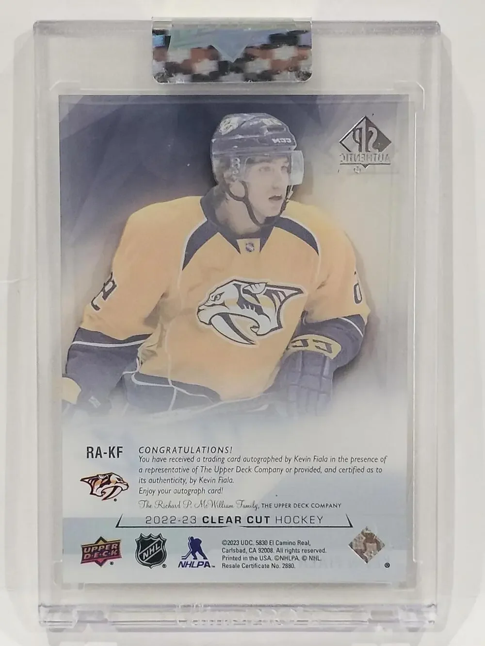 2022-23 Upper Deck SP Future Watch Autograph Kevin Fiala Hockey Card